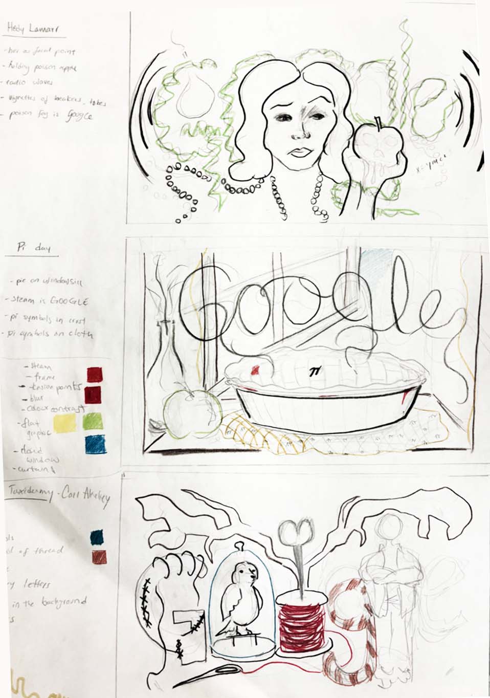 coloured rough sketches